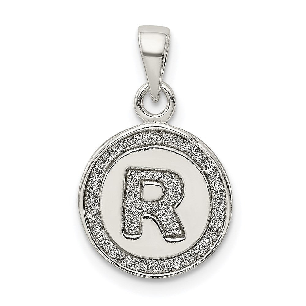 Sterlingsilber Glitzer Emaille Buchstabe R Initiale Kreis Anhänger