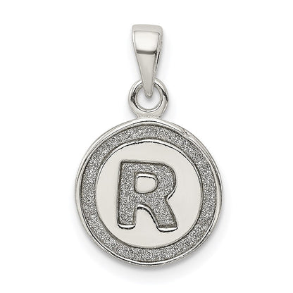 Sterlingsilber Glitzer Emaille Buchstabe R Initiale Kreis Anhänger