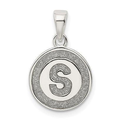 Sterlingsilber Glitzer Emaille Buchstabe S Initiale Kreis Anhänger