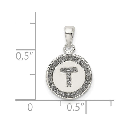 Sterlingsilber Glitzer Emaille Buchstabe T Initiale Kreis Anhänger