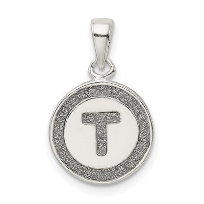 Sterlingsilber Glitzer Emaille Buchstabe T Initiale Kreis Anhänger