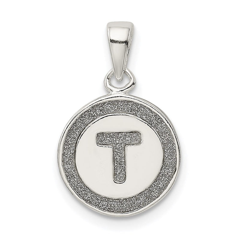 Sterlingsilber Glitzer Emaille Buchstabe T Initiale Kreis Anhänger