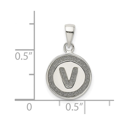 Sterlingsilber Glitzer Emaille Buchstabe V Initiale Kreis Anhänger