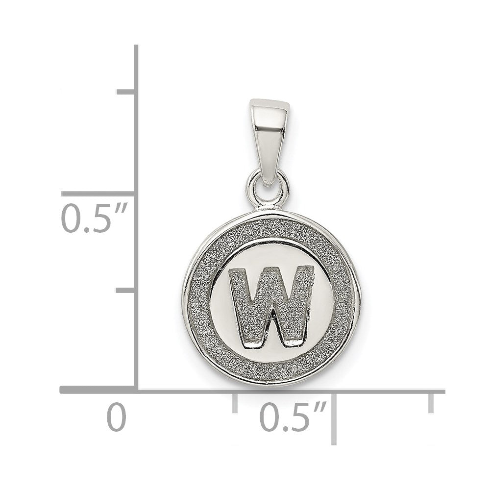 Sterlingsilber Glitzer Emaille Buchstabe W Initiale Kreis Anhänger