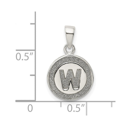 Sterlingsilber Glitzer Emaille Buchstabe W Initiale Kreis Anhänger