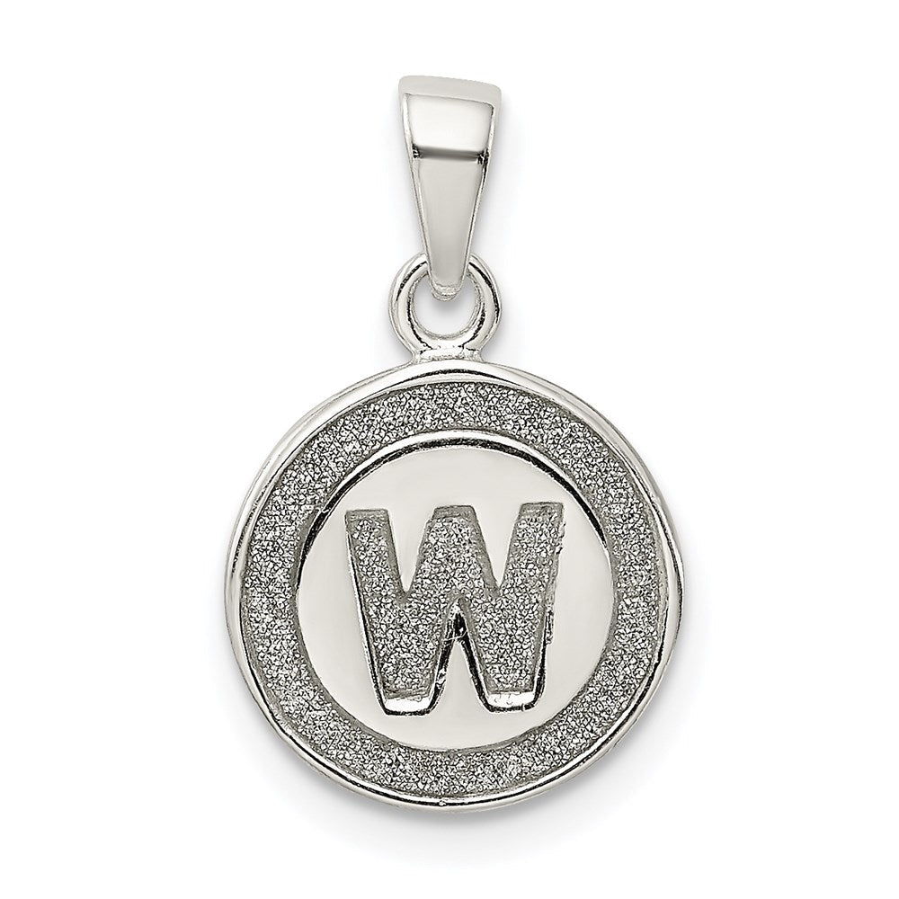 Sterlingsilber Glitzer Emaille Buchstabe W Initiale Kreis Anhänger