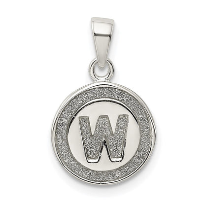 Sterlingsilber Glitzer Emaille Buchstabe W Initiale Kreis Anhänger