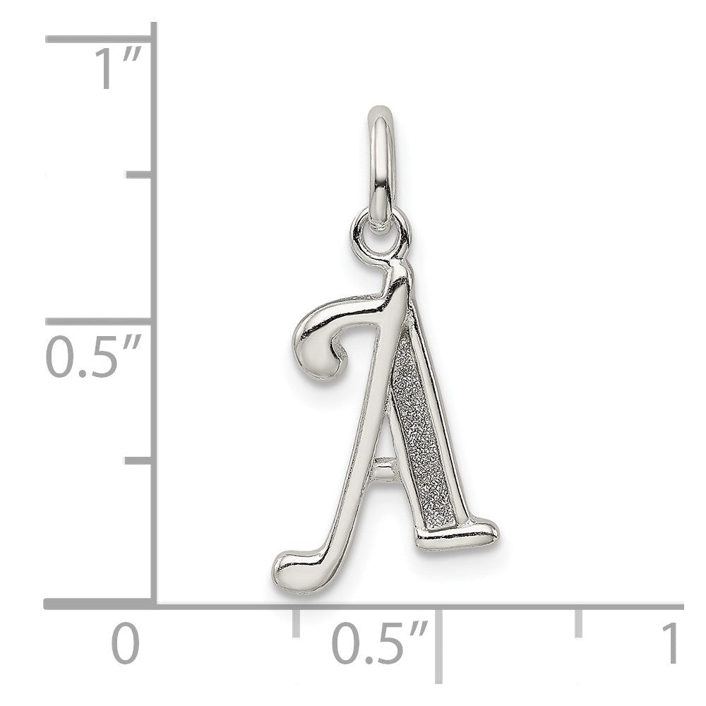 Sterlingsilber Poliert Glitzer Emaille Buchstabe A Initiale Charm