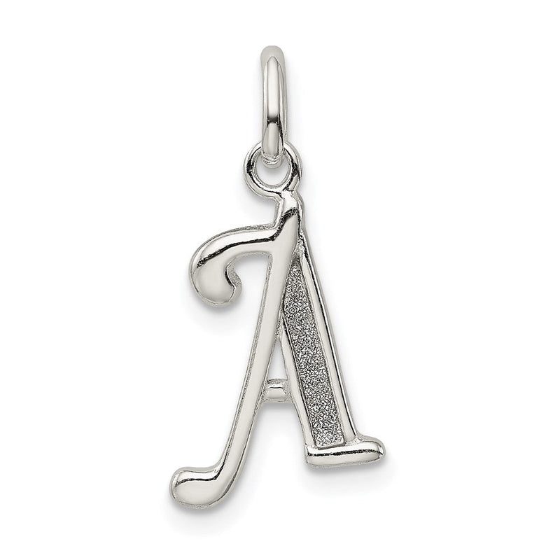 Sterlingsilber Poliert Glitzer Emaille Buchstabe A Initiale Charm