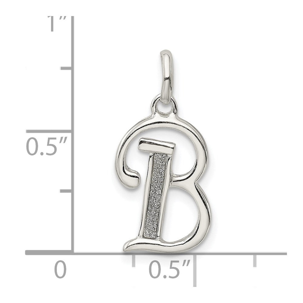 Sterlingsilber Poliert Glitzer Emaille Buchstabe B Initiale Charm