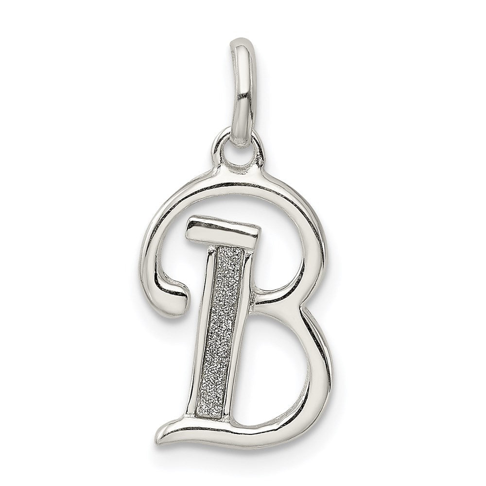 Sterlingsilber Poliert Glitzer Emaille Buchstabe B Initiale Charm