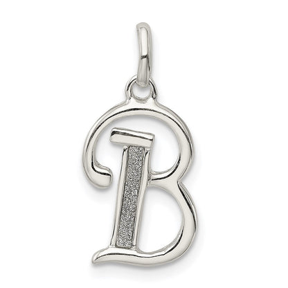 Sterlingsilber Poliert Glitzer Emaille Buchstabe B Initiale Charm