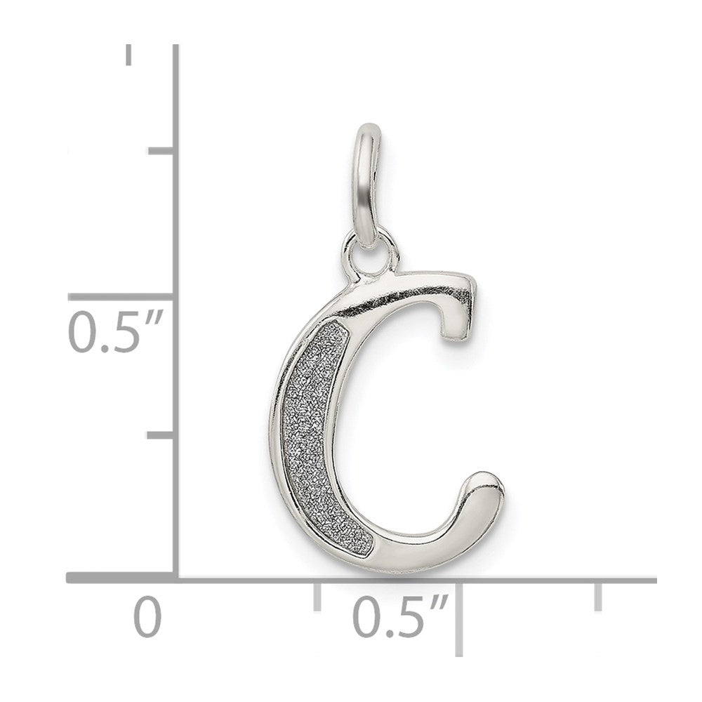 Sterlingsilber Poliert Glitzer Emaille Buchstabe C Iniital Charm