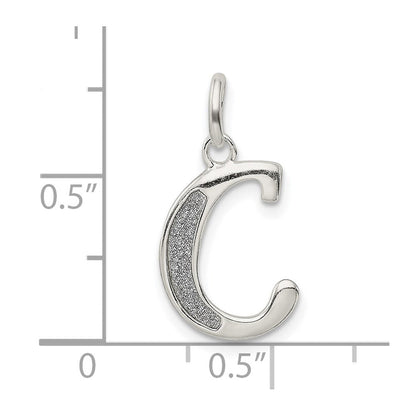 Sterlingsilber Poliert Glitzer Emaille Buchstabe C Iniital Charm