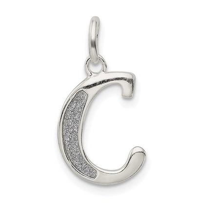 Sterlingsilber Poliert Glitzer Emaille Buchstabe C Iniital Charm