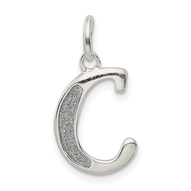 Sterlingsilber Poliert Glitzer Emaille Buchstabe C Iniital Charm