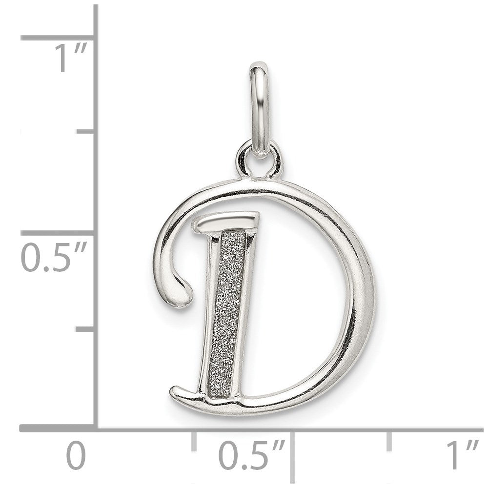 Sterlingsilber Poliert Glitzer Emaille Buchstabe D Initiale Charm