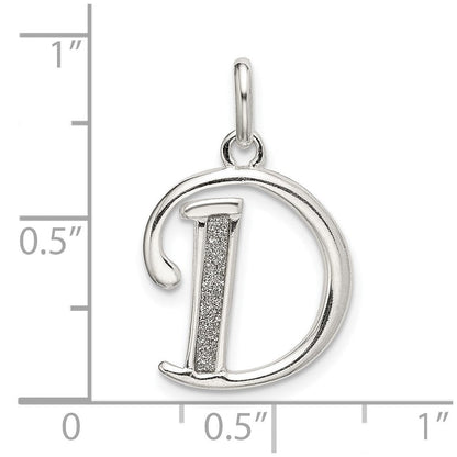 Sterlingsilber Poliert Glitzer Emaille Buchstabe D Initiale Charm