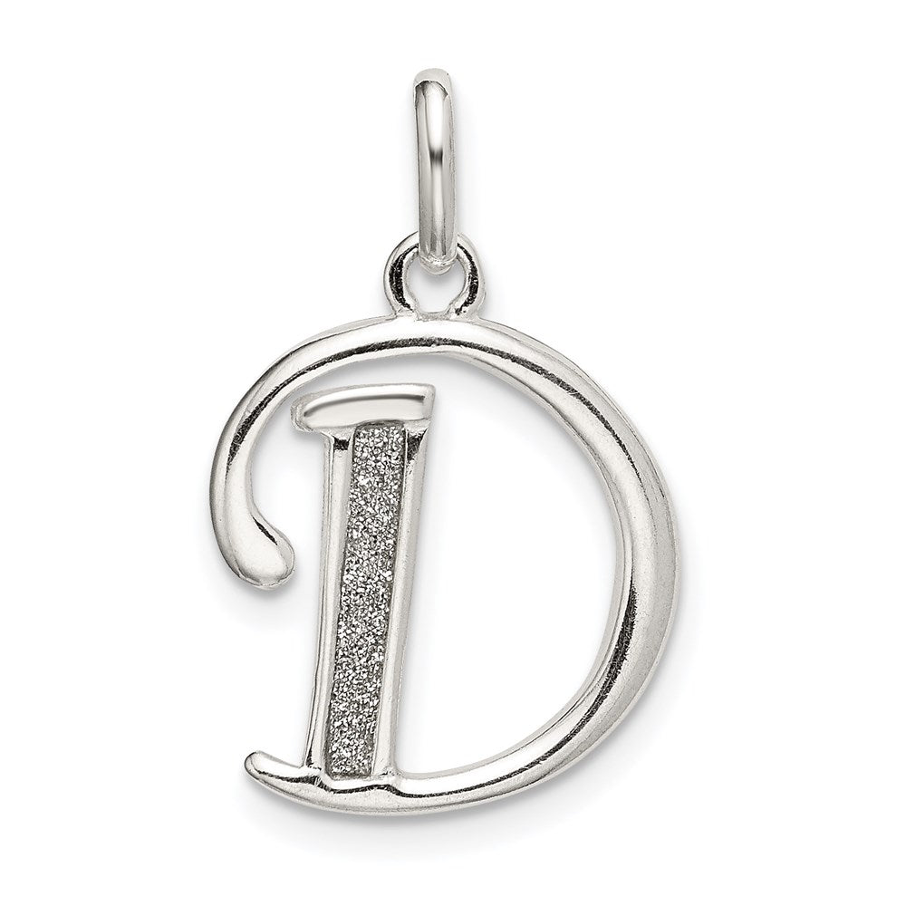 Sterlingsilber Poliert Glitzer Emaille Buchstabe D Initiale Charm