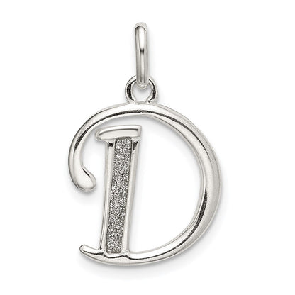 Sterlingsilber Poliert Glitzer Emaille Buchstabe D Initiale Charm