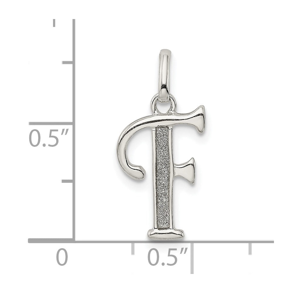 Sterlingsilber Poliert Glitzer Emaille Buchstabe F Initiale Charm