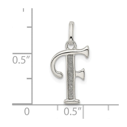 Sterlingsilber Poliert Glitzer Emaille Buchstabe F Initiale Charm