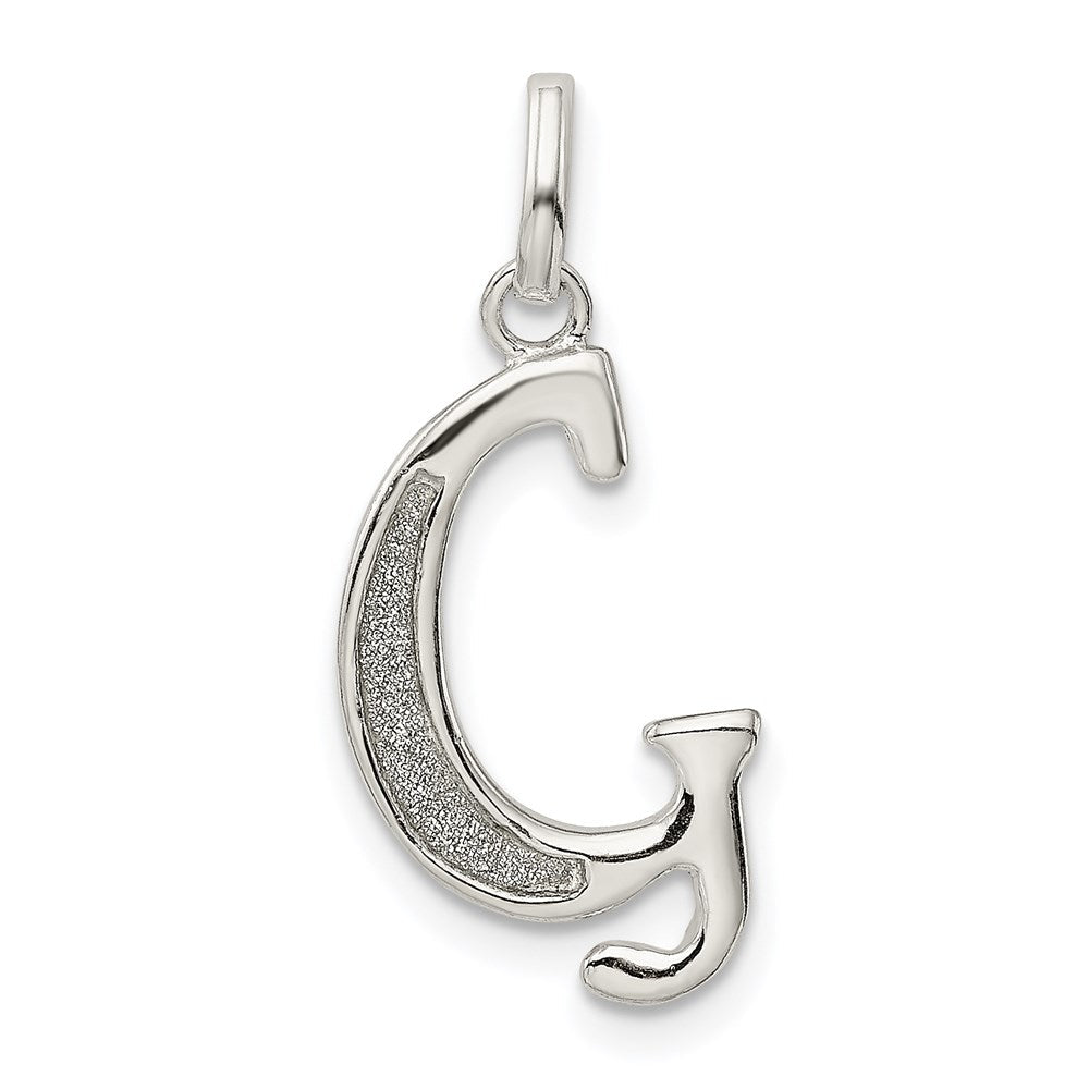Sterlingsilber Poliert Glitzer Emaille Buchstabe G Initiale Charm