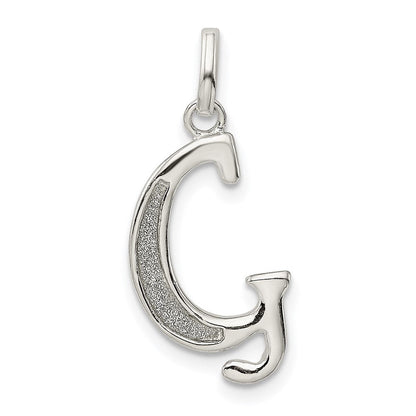 Sterlingsilber Poliert Glitzer Emaille Buchstabe G Initiale Charm