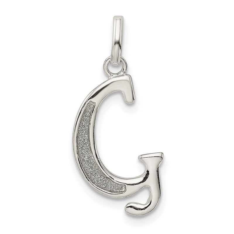 Sterlingsilber Poliert Glitzer Emaille Buchstabe G Initiale Charm