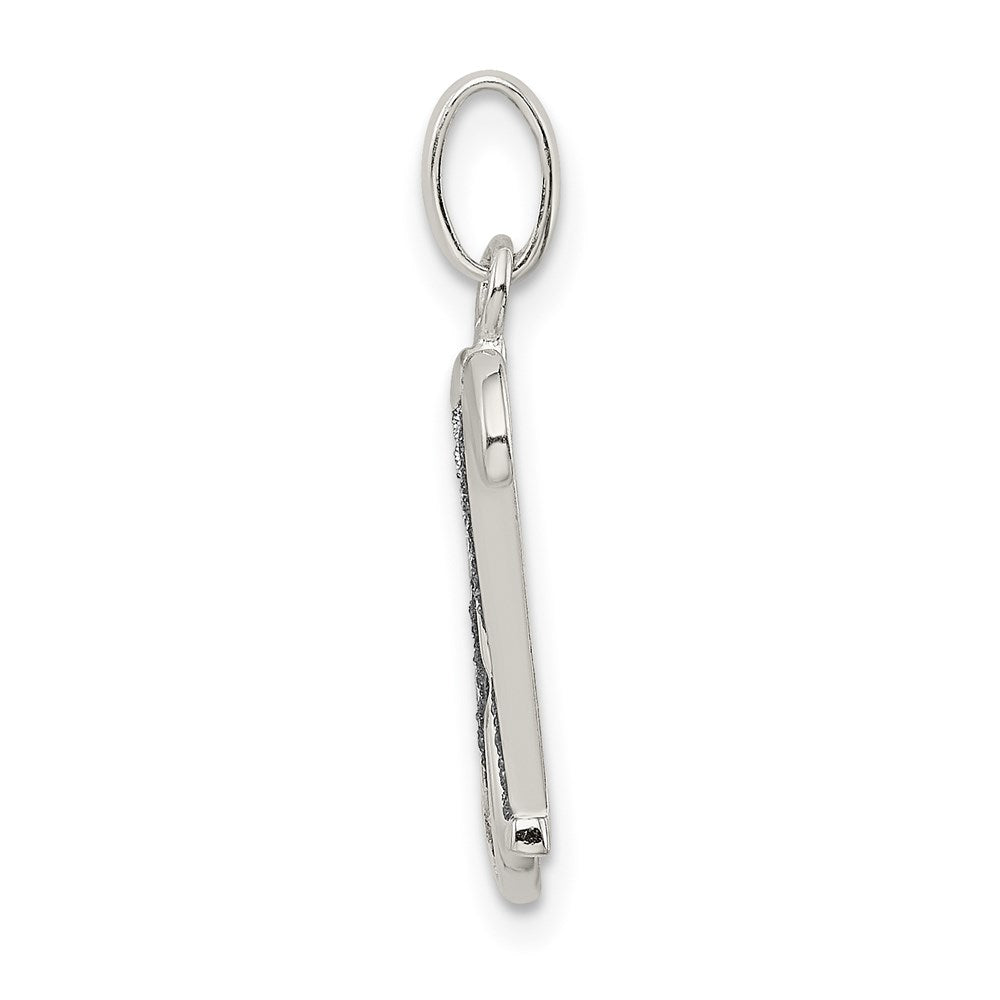 Sterlingsilber Poliert Glitzer Emaille Buchstabe H Initiale Charm