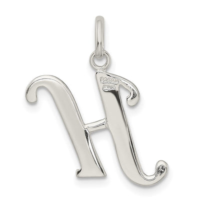 Sterlingsilber Poliert Glitzer Emaille Buchstabe H Initiale Charm