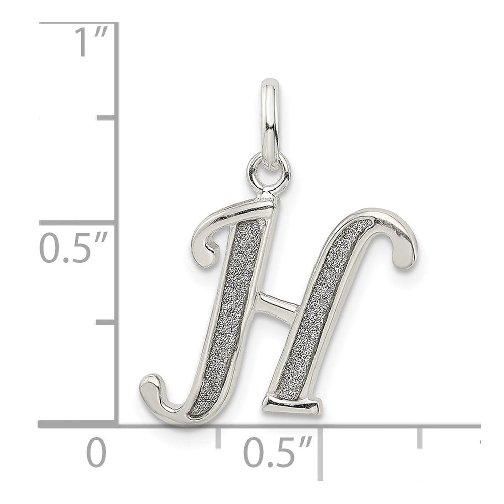 Sterlingsilber Poliert Glitzer Emaille Buchstabe H Initiale Charm