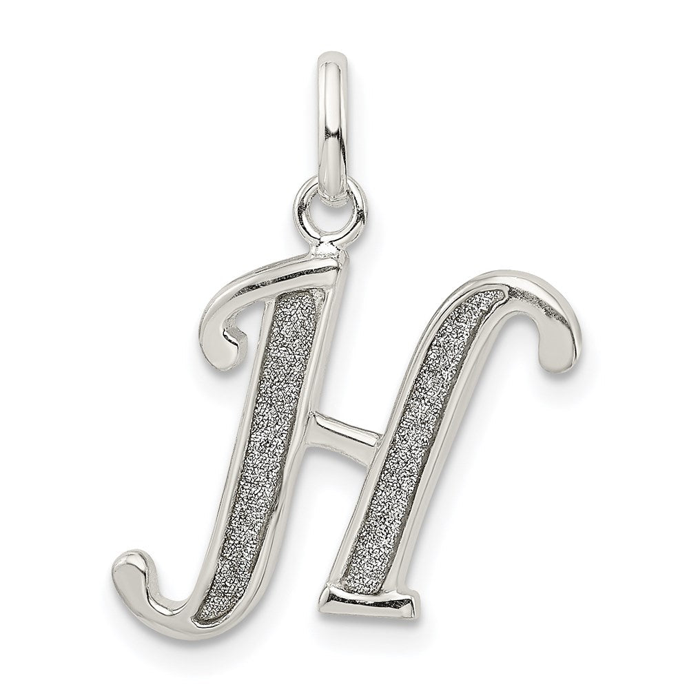 Sterlingsilber Poliert Glitzer Emaille Buchstabe H Initiale Charm