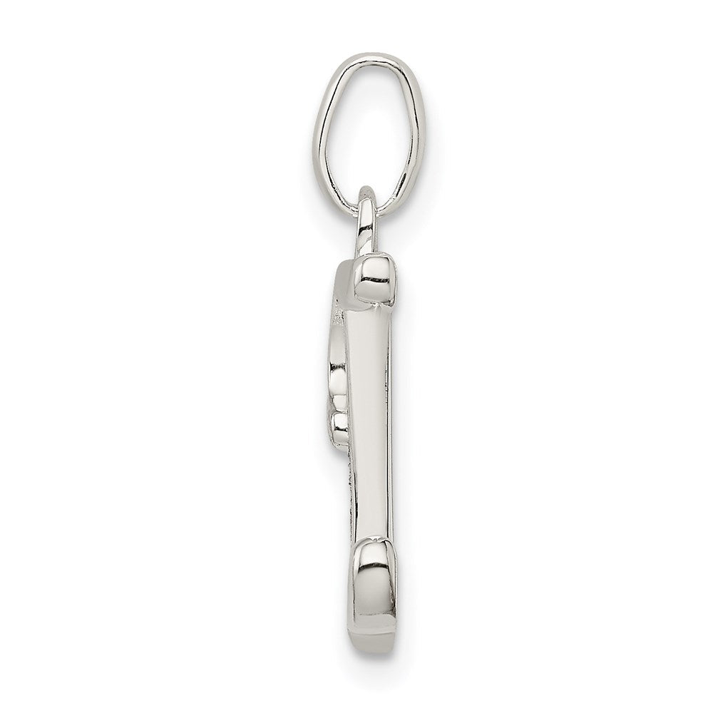 Sterlingsilber Poliert Glitzer Emaille Buchstabe I Initiale Charm