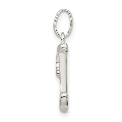 Sterlingsilber Poliert Glitzer Emaille Buchstabe I Initiale Charm