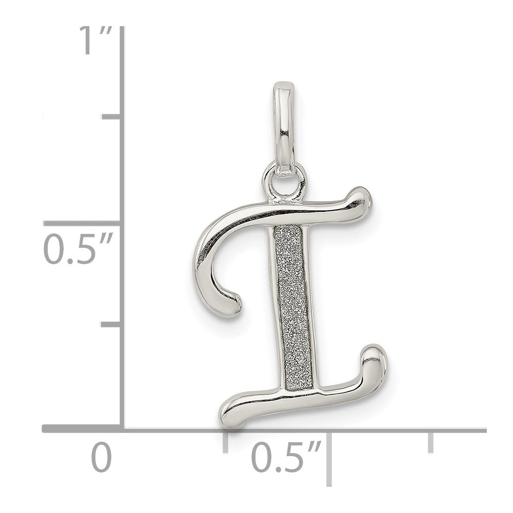 Sterlingsilber Poliert Glitzer Emaille Buchstabe I Initiale Charm