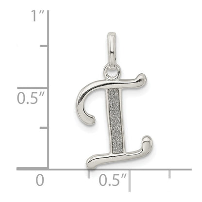 Sterlingsilber Poliert Glitzer Emaille Buchstabe I Initiale Charm