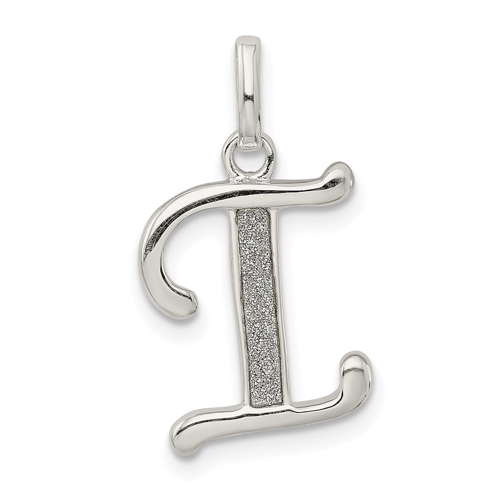 Sterlingsilber Poliert Glitzer Emaille Buchstabe I Initiale Charm