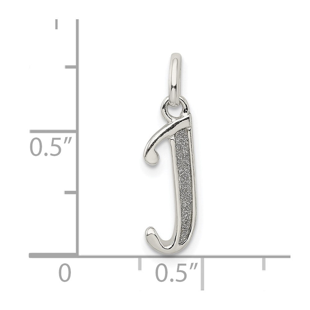 Sterlingsilber Poliert Glitzer Emaille Buchstabe J Initiale Charm