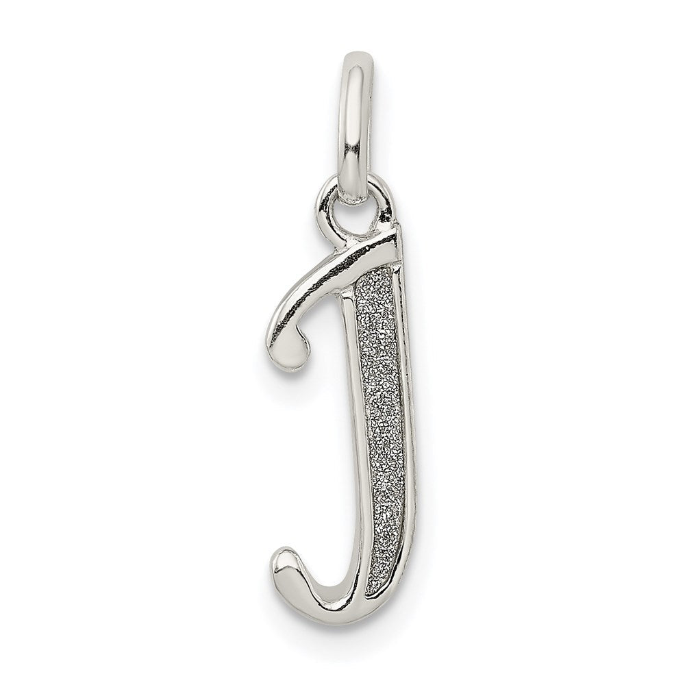 Sterlingsilber Poliert Glitzer Emaille Buchstabe J Initiale Charm