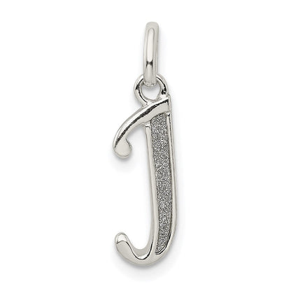 Sterlingsilber Poliert Glitzer Emaille Buchstabe J Initiale Charm