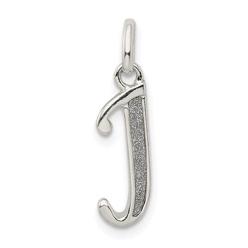 Sterlingsilber Poliert Glitzer Emaille Buchstabe J Initiale Charm