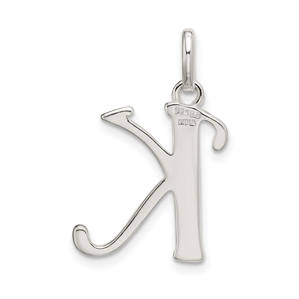 Sterlingsilber Poliert Glitzer Emaille Buchstabe K Initiale Charm