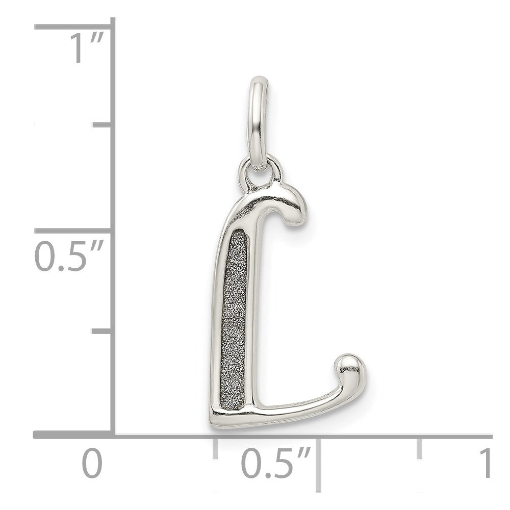Sterlingsilber Poliert Glitzer Emaille Buchstabe L Initiale Charm