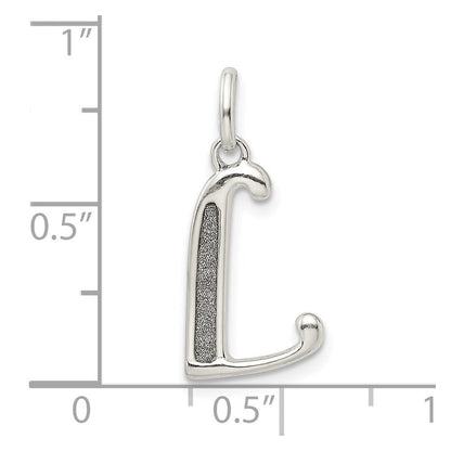 Sterlingsilber Poliert Glitzer Emaille Buchstabe L Initiale Charm