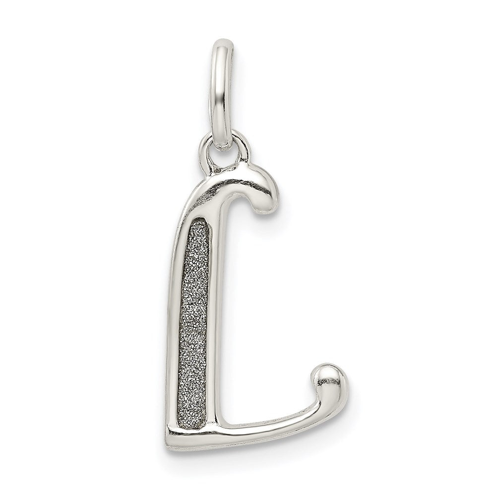 Sterlingsilber Poliert Glitzer Emaille Buchstabe L Initiale Charm
