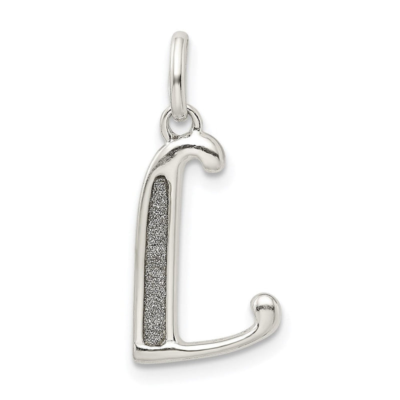 Sterlingsilber Poliert Glitzer Emaille Buchstabe L Initiale Charm