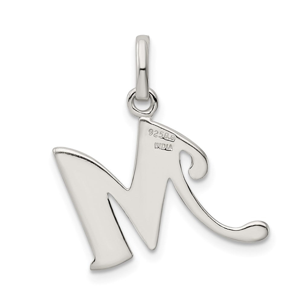 Sterlingsilber Poliert Glitzer Emaille Buchstabe M Initiale Charm