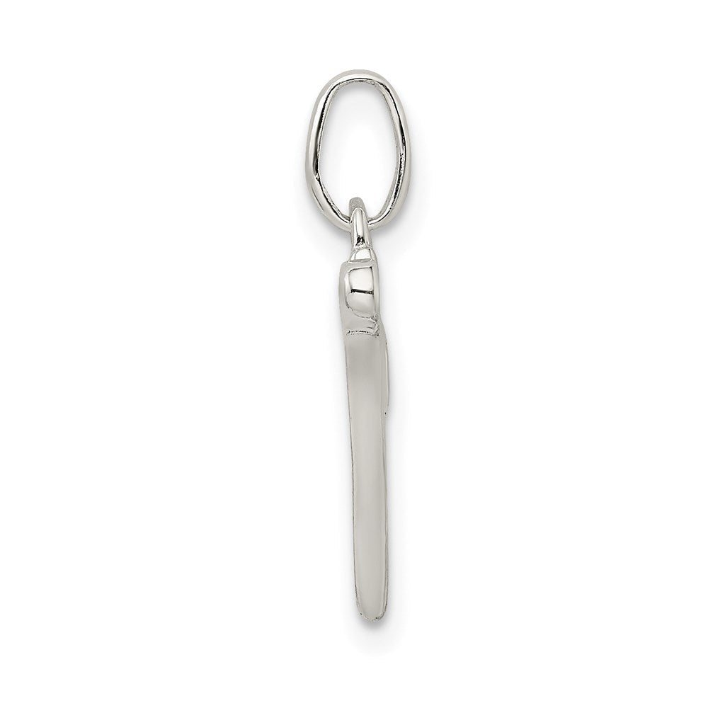 Sterlingsilber Poliert Glitzer Emaille Buchstabe N Initiale Charm