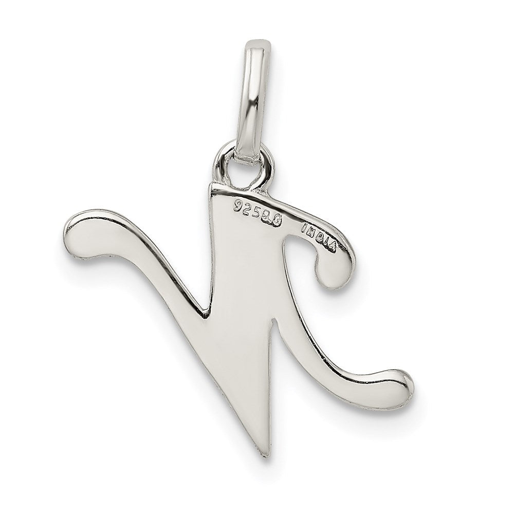 Sterlingsilber Poliert Glitzer Emaille Buchstabe N Initiale Charm